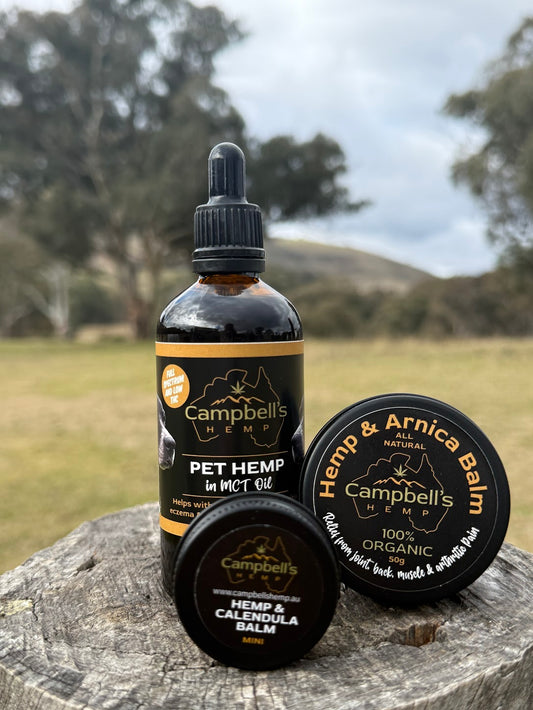 Pet Hemp & Balms Bundle – natural care set for dogs and pets with pet hemp oil and skin-safe balms for calm, comfort, and relief